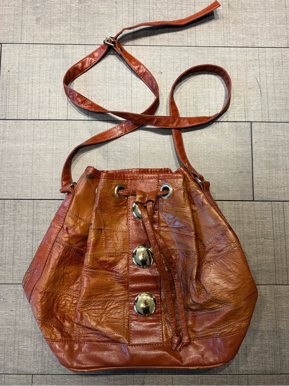 🎀3/$30🎀Vintage Women's Western Brown Leather Drawstring Shoulder Bag